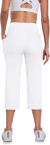 RAYPOSE Capri Yoga Pants with Pockets High Waist Workout Yoga Pants Tummy Control Leggings Crop Straight Pants in Saudi Arabia