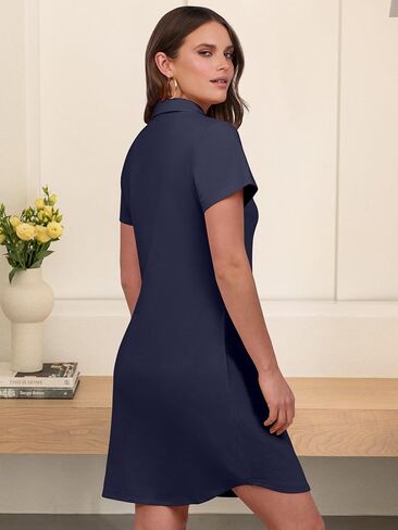 ANRABESS Womens T Shirt Dresses Summer Casual Short Sleeve V Neck Loose Shift Mini Dress 2025 Trendy Spring Clothes in Kuwait