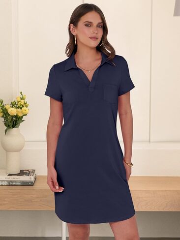 ANRABESS Womens T Shirt Dresses Summer Casual Short Sleeve V Neck Loose Shift Mini Dress 2025 Trendy Spring Clothes in Kuwait
