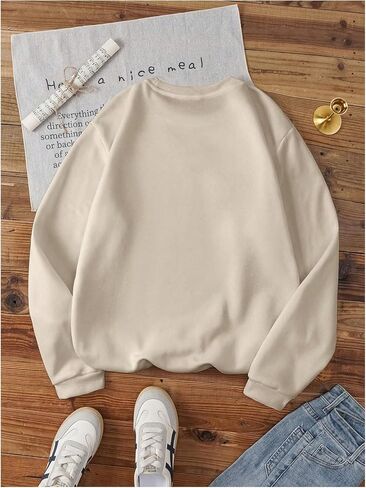 Soly Hux Crew Neck Neck Long Long Pullover Sweatshirts Letter Graphic قمم القميص فضفاضة in Saudi Arabia