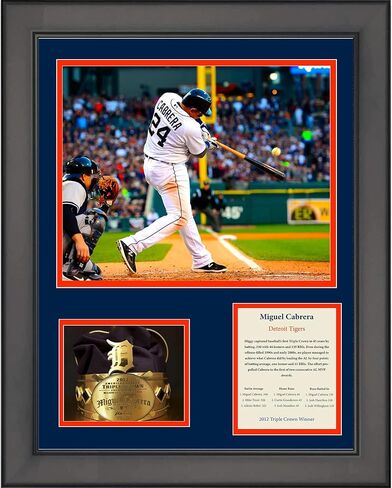 Hofsm.com Hall of Fame Sports Memorabilia Framed Miguel Cabrera Triple Crown Winner 2012 Detroit Tigers 11 "X14" Baseball Three Collage in Kuwait