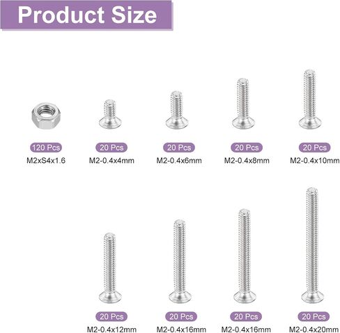 UXCELL 300 PCS M2 Machine مسامير Phillips Pan Cross رأس البراغي مجموعة التشكيلة 304 الفولاذ المقاوم للصدأ لمقبس الجدار ، إصلاحات منزلية in Saudi Arabia