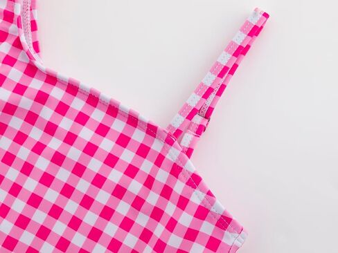 LIZENS Girls One Piece Plaid 2-12Years Swimwear Checkered Cut Out Color Block Beach Swimsuit in Saudi Arabia
