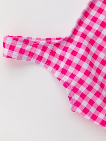 LIZENS Girls One Piece Plaid 2-12Years Swimwear Checkered Cut Out Color Block Beach Swimsuit in Saudi Arabia