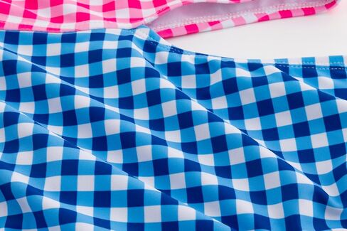 LIZENS Girls One Piece Plaid 2-12Years Swimwear Checkered Cut Out Color Block Beach Swimsuit in Saudi Arabia