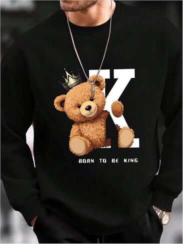 Gorglitter Men's Bear Dearshirts Round Dound Neck Long Sleeve Pullover Tops Sweat Shirt in Saudi Arabia
