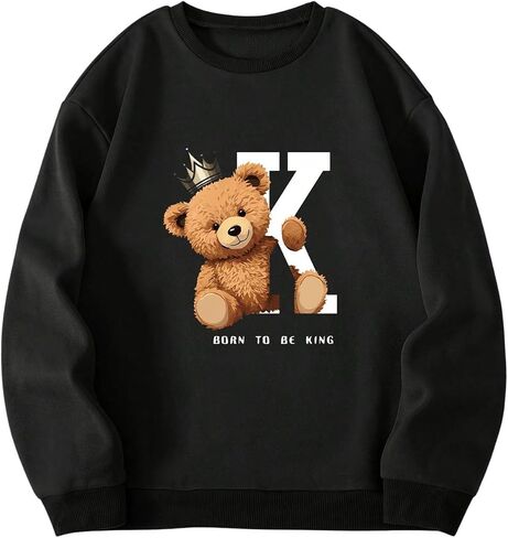 GORGLITTER Men's Bear Graphic Sweatshirts Round Neck Long Sleeve Pullover Tops Sweat Shirt in Saudi Arabia