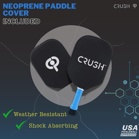 Crush Frdm Pickleball Paddles Carbon Carbon - احتكاك السطح الخام Pardle Paddle Honeycomb Core أصغر مقبضًا أخف وزناً الأرجوحة المتأرجحة النيوبرين تغطية USAP معتمدة in Saudi Arabia