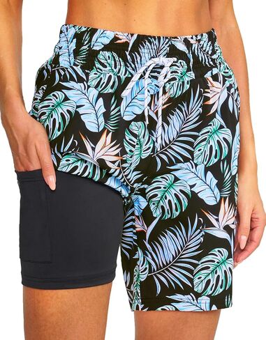Women's 7''Long Swim Board Shorts Quick Dry Beach Shorts with Liner Pockets Swimsuits Bottoms Trunks for Women in Saudi Arabia