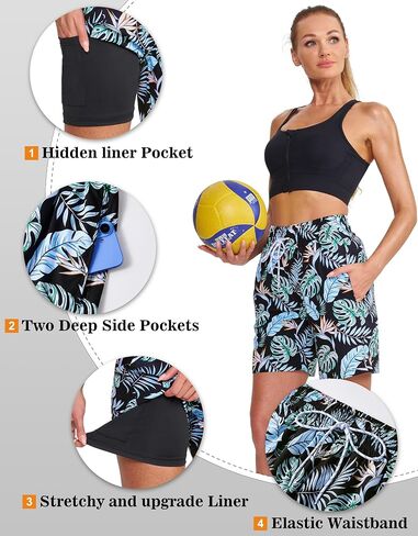 Women's 7''Long Swim Board Shorts Quick Dry Beach Shorts with Liner Pockets Swimsuits Bottoms Trunks for Women in Saudi Arabia