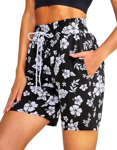 Women's 7''Long Swim Board Shorts Quick Dry Beach Shorts with Liner Pockets Swimsuits Bottoms Trunks for Women in Saudi Arabia