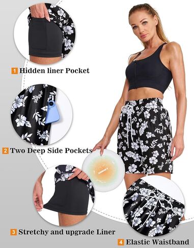 Women's 7''Long Swim Board Shorts Quick Dry Beach Shorts with Liner Pockets Swimsuits Bottoms Trunks for Women in Saudi Arabia