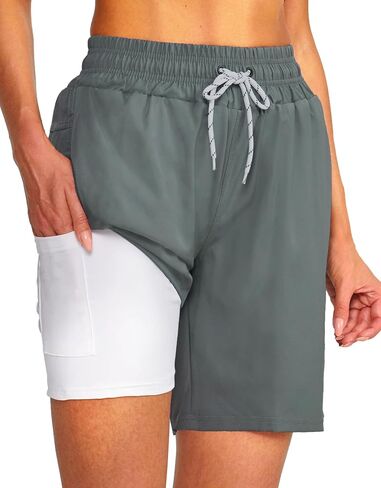Women's 7''Long Swim Board Shorts Quick Dry Beach Shorts with Liner Pockets Swimsuits Bottoms Trunks for Women in Saudi Arabia