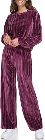 Andrew Marc Women's Mid Rise Velvet Ribbed Bottoms in Saudi Arabia