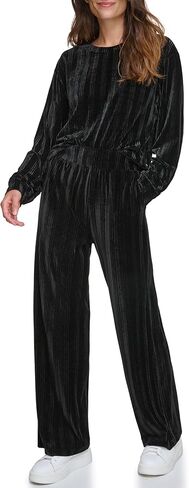 Andrew Marc Women's Mid Rise Velvet Ribbed Bottoms in Saudi Arabia