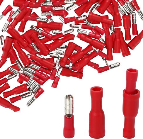 50pcs/25set Red Butt Connectors terminal terminal 22-16 AWG Electrical ، Audio Wiring PVC pvc femal in Kuwait