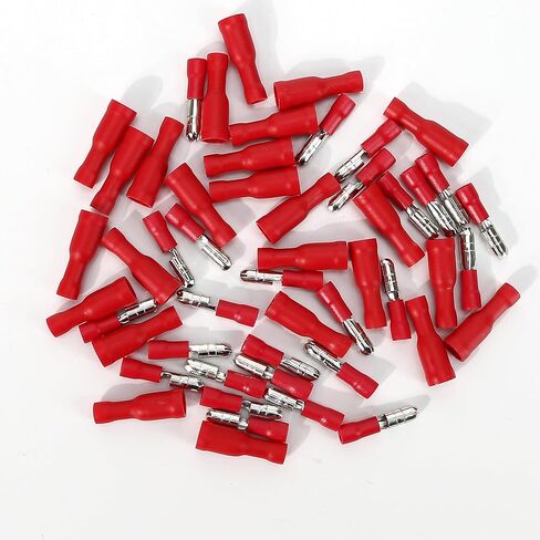 50pcs/25set Red Butt Connectors terminal terminal 22-16 AWG Electrical ، Audio Wiring PVC pvc femal in Kuwait