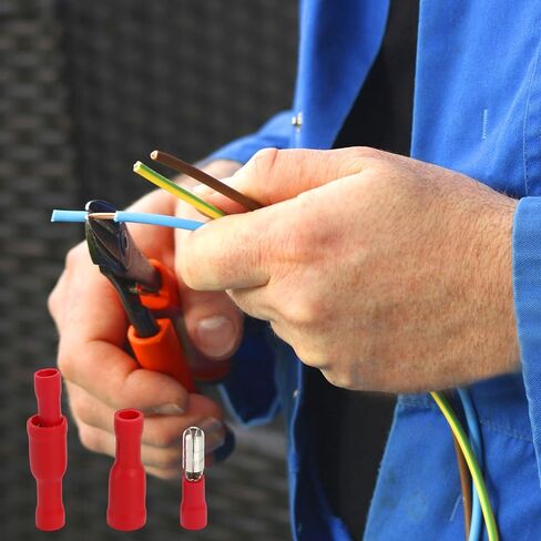 50pcs/25set Red Butt Connectors terminal terminal 22-16 AWG Electrical ، Audio Wiring PVC pvc femal in Kuwait