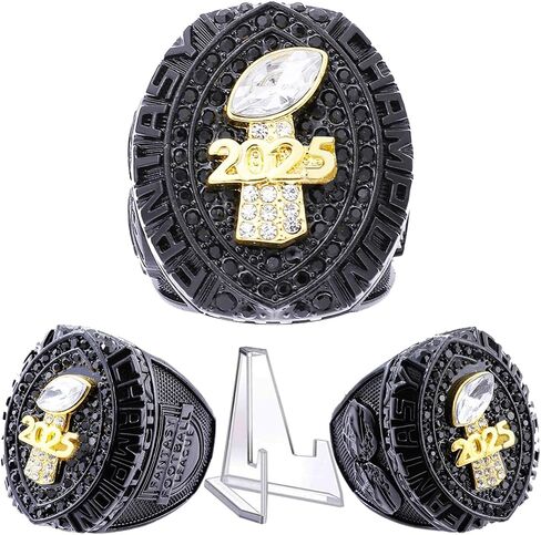 2025 Fantasy Football Championship Ring | Heavy FFL Champion Ring | Gold Silver Tone Plated Award Trophy for Fantasy Football League Winner in Kuwait