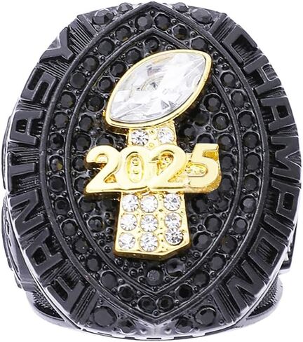 2025 Fantasy Football Championship Ring | Heavy FFL Champion Ring | Gold Silver Tone Plated Award Trophy for Fantasy Football League Winner in Kuwait