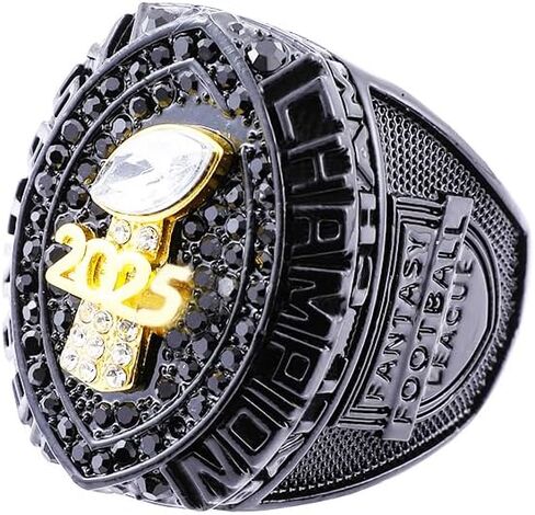 2025 Fantasy Football Championship Ring | Heavy FFL Champion Ring | Gold Silver Tone Plated Award Trophy for Fantasy Football League Winner in Kuwait