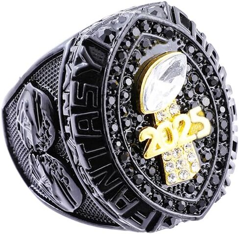 2025 Fantasy Football Championship Ring | Heavy FFL Champion Ring | Gold Silver Tone Plated Award Trophy for Fantasy Football League Winner in Kuwait