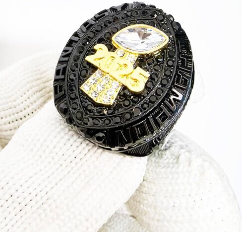 2025 Fantasy Football Championship Ring | Heavy FFL Champion Ring | Gold Silver Tone Plated Award Trophy for Fantasy Football League Winner in Kuwait