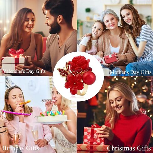 CZ Rose Flower Plumeria Resin Statement Ring for Women Gold Plated Cubic Zirconia Butterfly Boho Adjustable Expandable Open Band Finger Rings Birthday Wedding Bohemia Jewelry Gifts in Saudi Arabia