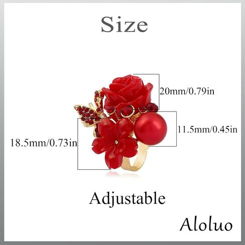 CZ Rose Flower Plumeria Resin Statement Ring for Women Gold Plated Cubic Zirconia Butterfly Boho Adjustable Expandable Open Band Finger Rings Birthday Wedding Bohemia Jewelry Gifts in Saudi Arabia