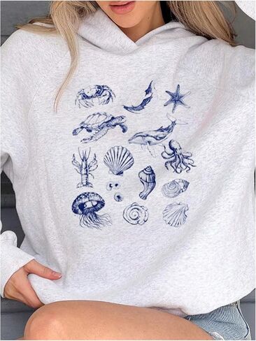 Women's Hoodie Sweatshirts Long Sleeve Drop Shoulder Casual Hooded Pullover Tops Basic Fall Tops in Saudi Arabia