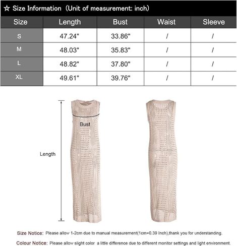 shermie Women's Crochet Swimsuit Cover Up Sleeveless Side Slit Loose Casual Long Beach Dress in Saudi Arabia