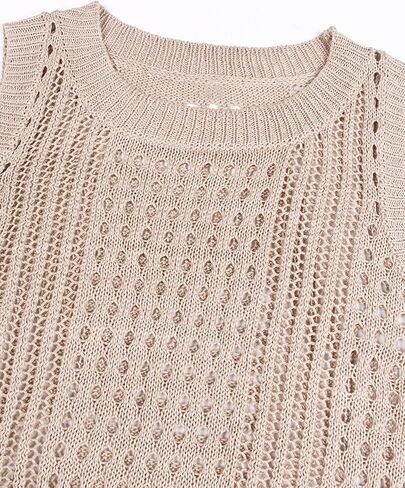 shermie Women's Crochet Swimsuit Cover Up Sleeveless Side Slit Loose Casual Long Beach Dress in Saudi Arabia