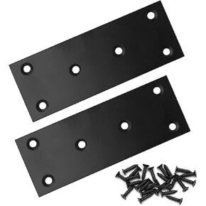 2 Pack Black Straight Brace Brackets 5"x 1.9" Metal Bracket Joining Plate Flat Mending Plates for Furniture