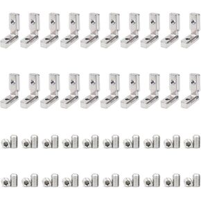 20Pcs 25 Series Aluminum Extrusion Profiles Corner Brackets 25 Series 90 Deg Right Angle Connectors wtih Set Screws for 2525 Extruded Aluminum Joint Internal L Connect
