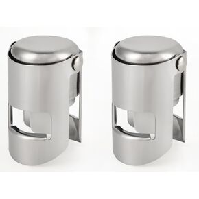 I-MART Pack of 2 Stainless Steel Champagne Stoppers, Prosecco, Sparkling Wine Bottle Stopper, Airtight Seal, Reusable, Dishwasher Safe