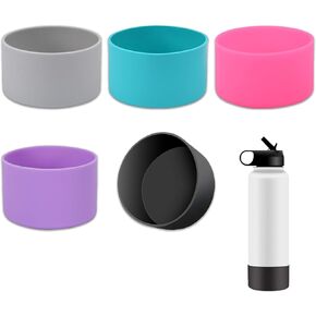 5 Pack Water Bottle Boot, Protective Silicone Sleeves for Glass Bottles, Anti-Slip Bottom Sleeve Cover Holder for Tumbler Cup Stainless Steel Insulated Bottles
