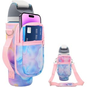 for Owala FreeSip Insulated Stainless Steel Water Bottle Cup Holder Cover Carrier Sling Bag with Strap, Pouch Pocket for Phone/Accessories, add Handle for Owala 32oz