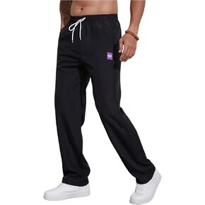 SOLY HUX Men's Drawstring Waist Sweatpants Letter Patched Straight Leg Pants with Pockets