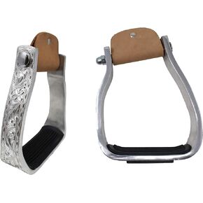 PRORIDER Challenger Western Engraved Angled Sloped Barrel Aluminum Saddle Stirrups 51140