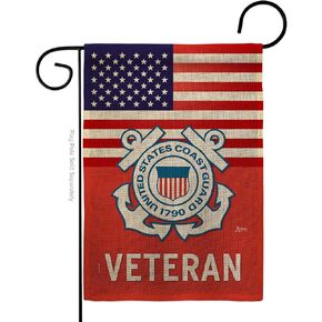 US Coast Guard Veteran Burlap Garden Flag - Armed Forces USCG Semper Paratus United State American Military Retire Official - House Banner Small Yard Gift Double-Sided Made In USA 13 X 18.5