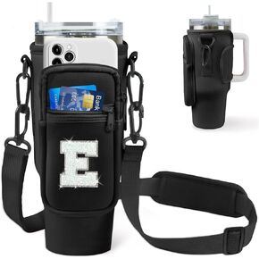 حامل زجاجة ماء أولي مع حزام لـ Stanley 40 Oz Tumbler ، هدايا أحادية المخطط للنساء ، حامل زجاجة ماء مخصصة للنساء ، هدية عيد ميلاد للنساء أشياء عصرية للسفر المشي لمسافات طويلة