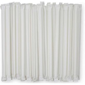 7.75 inch Disposable Plastic Straws Translucent 500 Counts Individually Wrapped Drinking Straws BPA Free