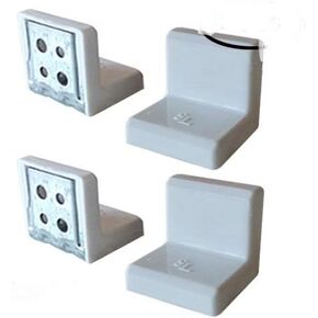 SL 1"x1"x1" 90 Degree Metal Right Angle Bracket Shelf Support with Plastic Cover, White, 4PCS