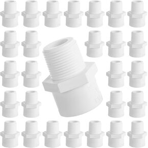 30PCS PVC Male Adapter 3/4 Inch Socket x Male Pipe Thread Pipe Fittings Schedule 40 NPT Male Pipe Thread PVC Pipe Fitting Adapter Connector White
