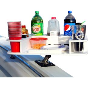 Docktail Butler Boat Table Caddy Organizer - Includes Rod Holder Mount | Portable Boat Table and Boat Bar, Marine Tables for Boats with Cup Holders, Boat Storage Accessories