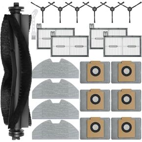 22 Pack X8 Pro Replacement Parts Accessories for Eufy X8 Pro Robot Vacuums Replacement kit, 1 Roller Brush, 4 Filters, 4 Mop Pads, 6 Side Brushes, 6 Vacuum Bags 1 Clean Tool