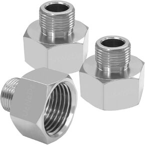 3PCS Water Line Adapter, 1/2" Female to 3/8" Male Reducer Connector, Brass Nickel Plating Compression Fitting for Kitchen Bathroom Faucet Supply Line Hose Stop Valve with Rubber Washer