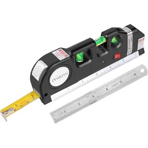 MICMI Laser level, Multipurpose Laser Tape Measure Line 8ft+ Tape Measure Ruler Adjusted Standard and Metric Rulers