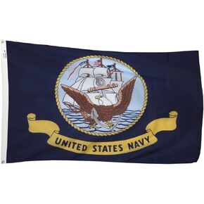 Valley Forge, US Navy Flag, Nylon, 3' x 5', 100% Made in USA, Canvas Header, Heavy-Duty Brass Grommets