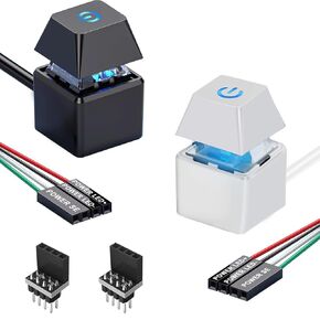 Desktop Computer Power Switch PC Power Button External Supply Control Adapter LED On/Off Computer Case Power Switch(Black+White) with 1.8m Cables,for Motherboard Boot
